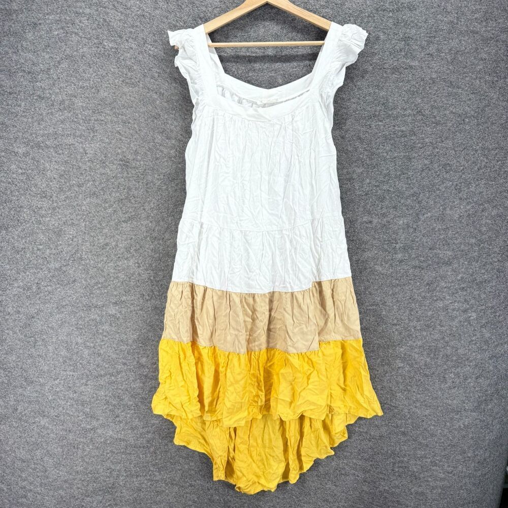 New Kirundo Dress Women L Large White Striped Shift Midi Sleeveless Lined